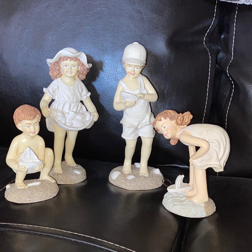 Bisque Porcelain Set of Children at the Beach